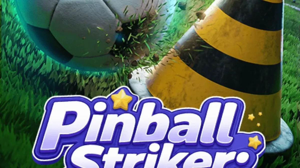Tampilan visual neon stadion sepak bola dalam game Pinball Striker 20,000x
